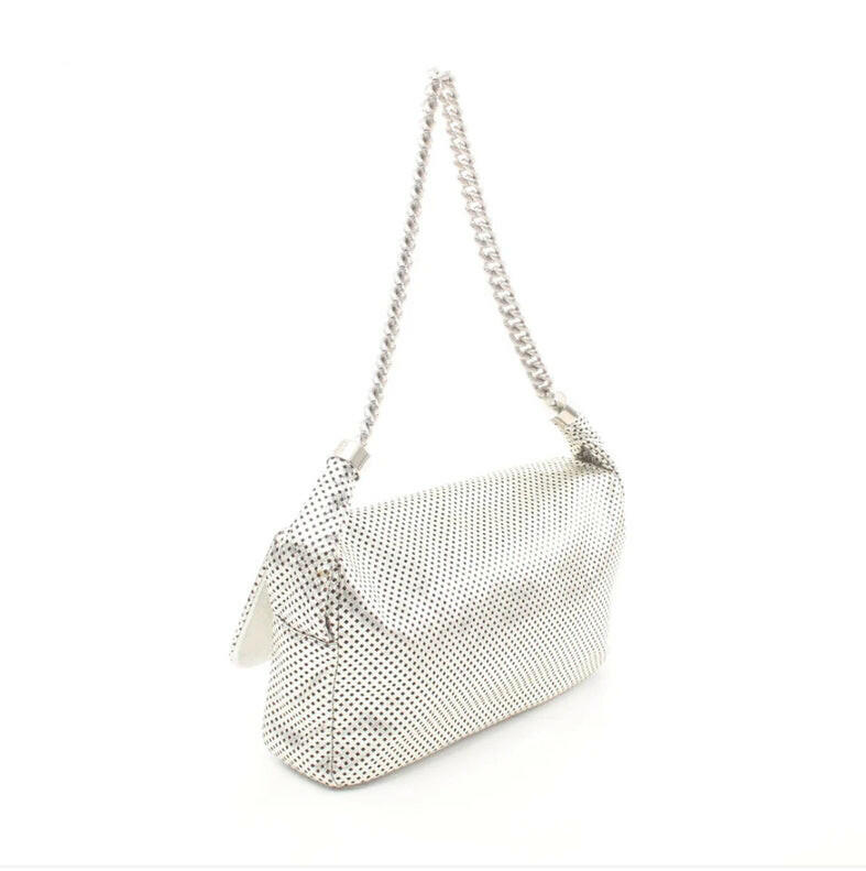 Chanel White Punching Leather Chain Shoulder Bag – Medium Size