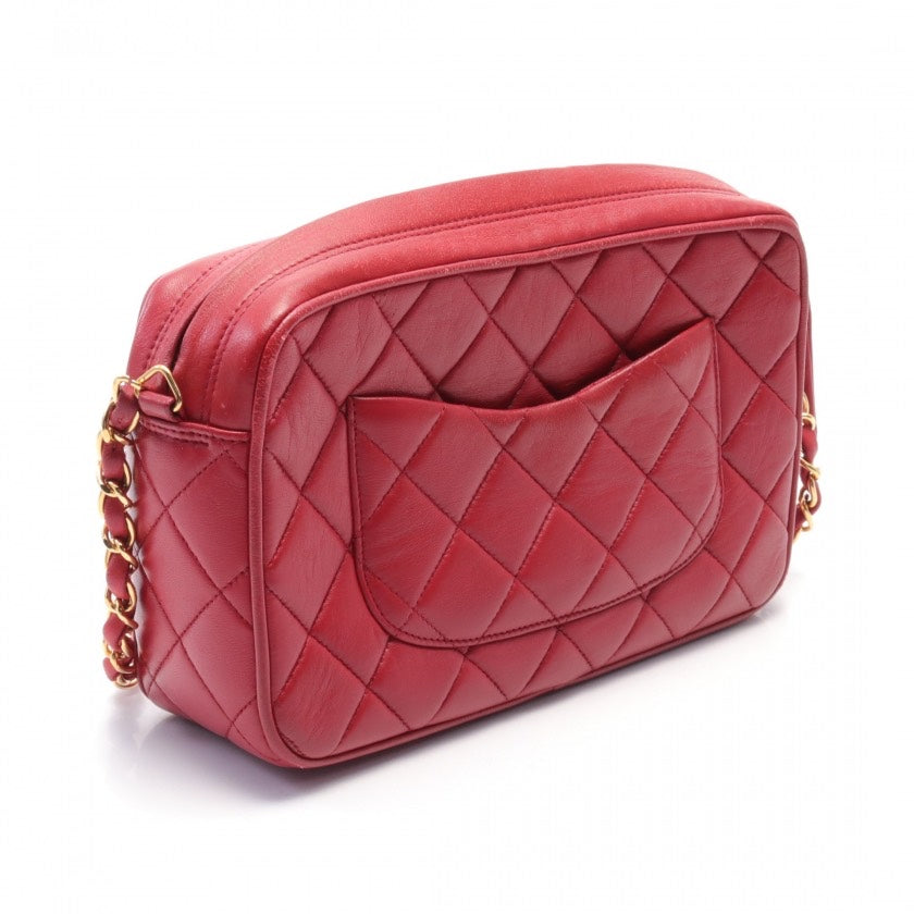Chanel Leather Lambskin Red Crossbody