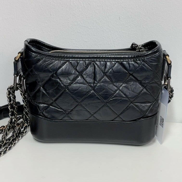 Chanel Gabrielle Black Quilted Leather Bag With Chain Straps