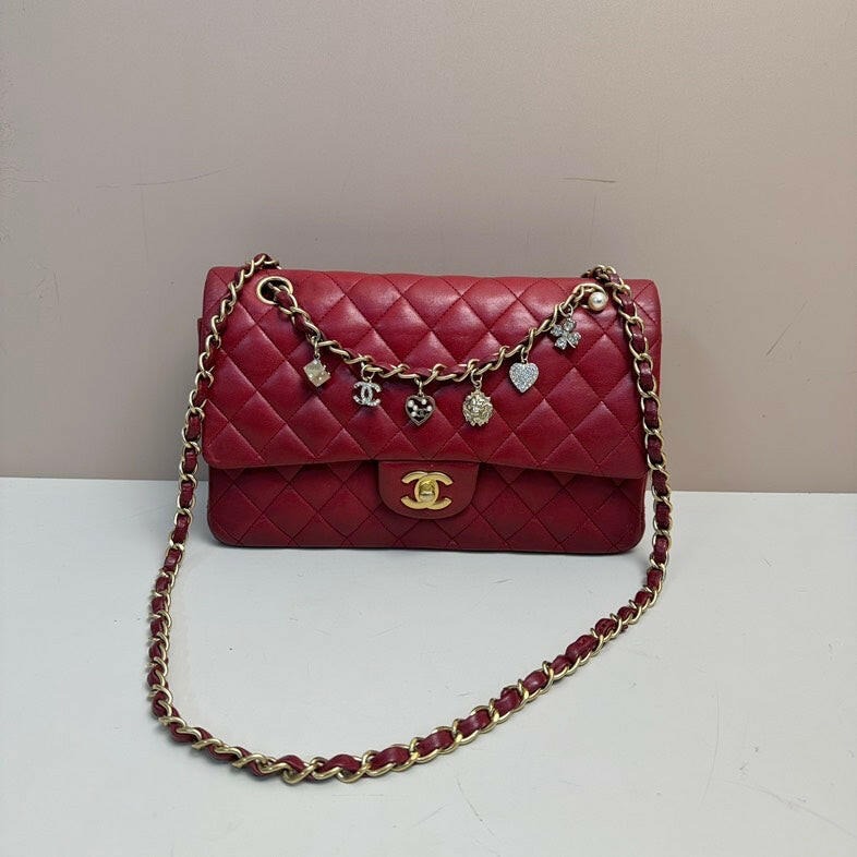 Chanel Lambskin Classic Double Flap Bag Red Gold-Tone Hardware Medium | Studio Nafay