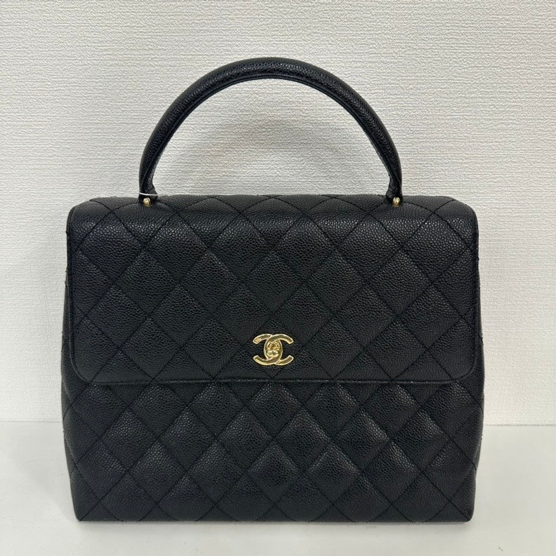 Chanel Caviar Leather Kelly Top Handle Bag Black Medium | Studio Nafay