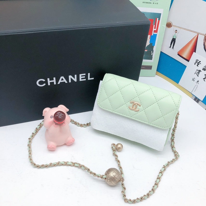 Chanel Mini Flap Bag Quilted Green Leather Gold Chain Small | Studio Nafay