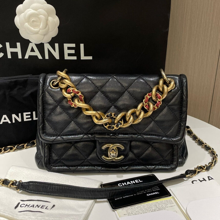Chanel Paris-Bombay Black Leather Flap Bag | Studio Nafay