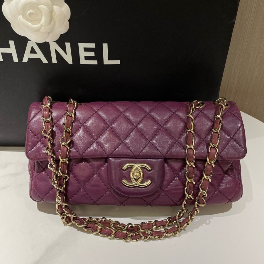 Chanel Baguette Leather Quilted Purple Shoulder Bag | Studio Nafay