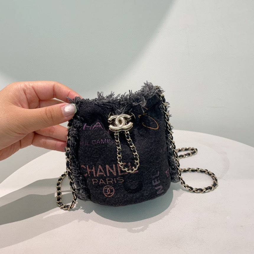 Chanel Mini Black Bucket Handbag