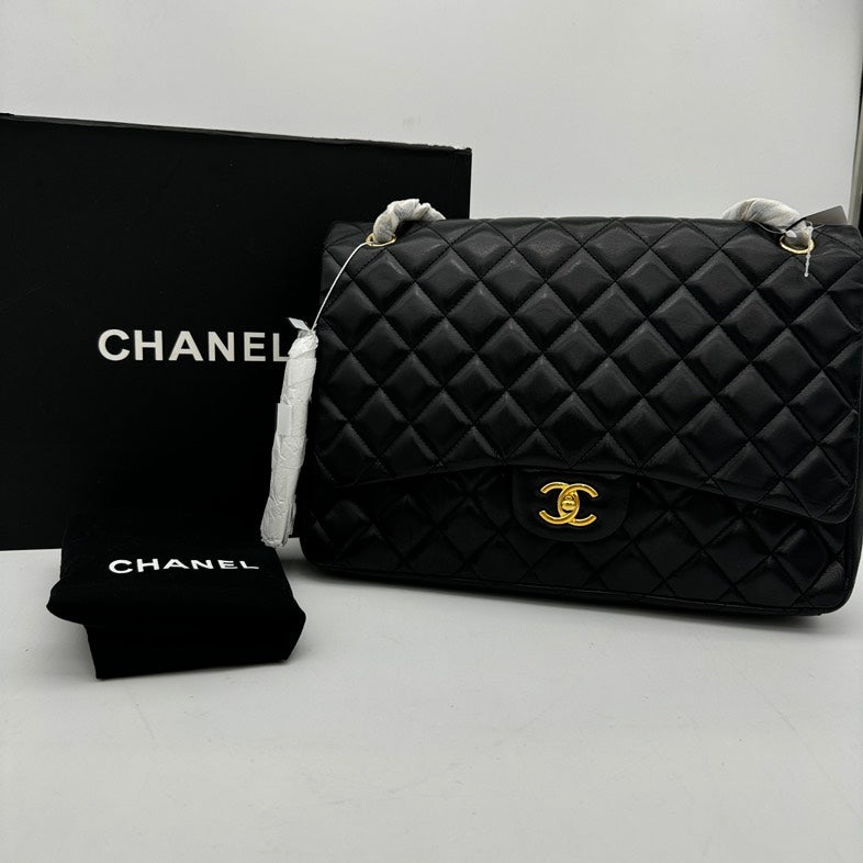 Chanel Maxi Flap Bag Black Lambskin Quilted Large | Studio Nafay