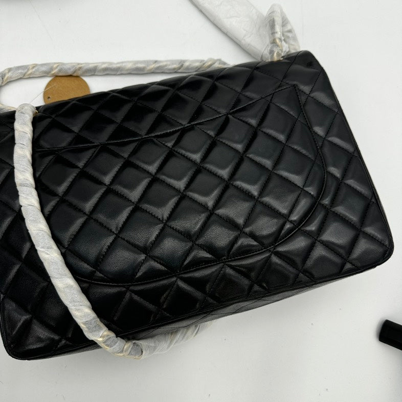 Chanel Maxi Flap Bag Black Lambskin Quilted Large