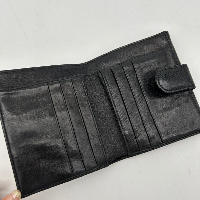 Chanel Black Leather Clutch Wristlet Small Classic Flap Accessory