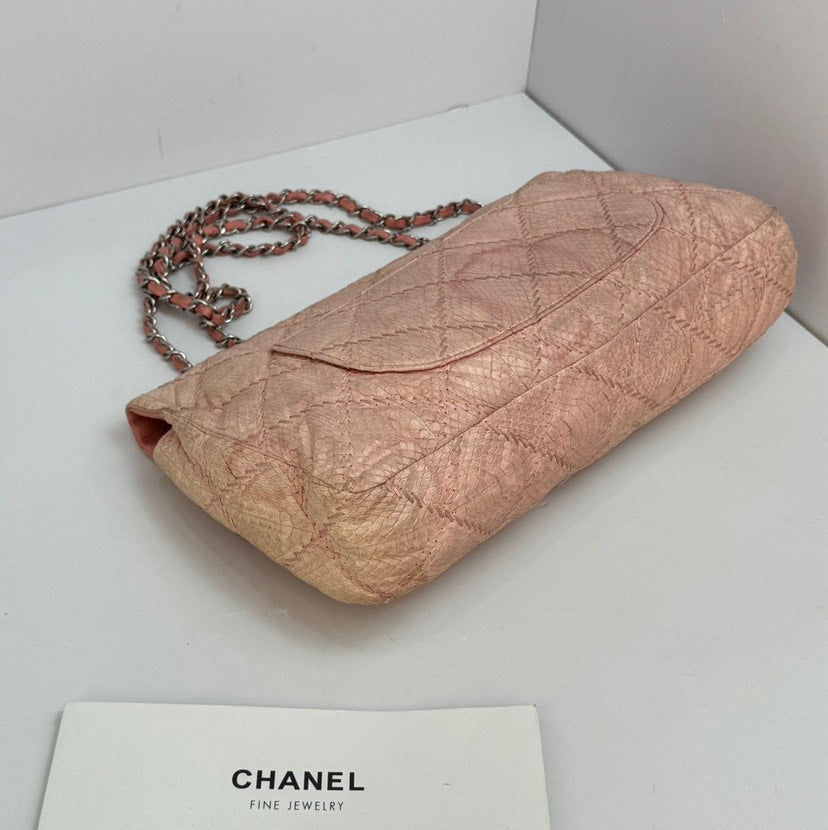 Chanel Sakura Pink Snake Skin CF Chain Crossbody Bag cm