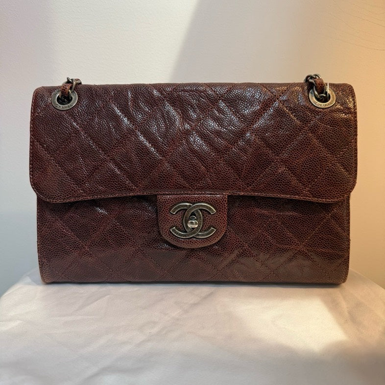 Chanel CF Wine Color Leather Quilted Handbag Medium | Studio Nafay
