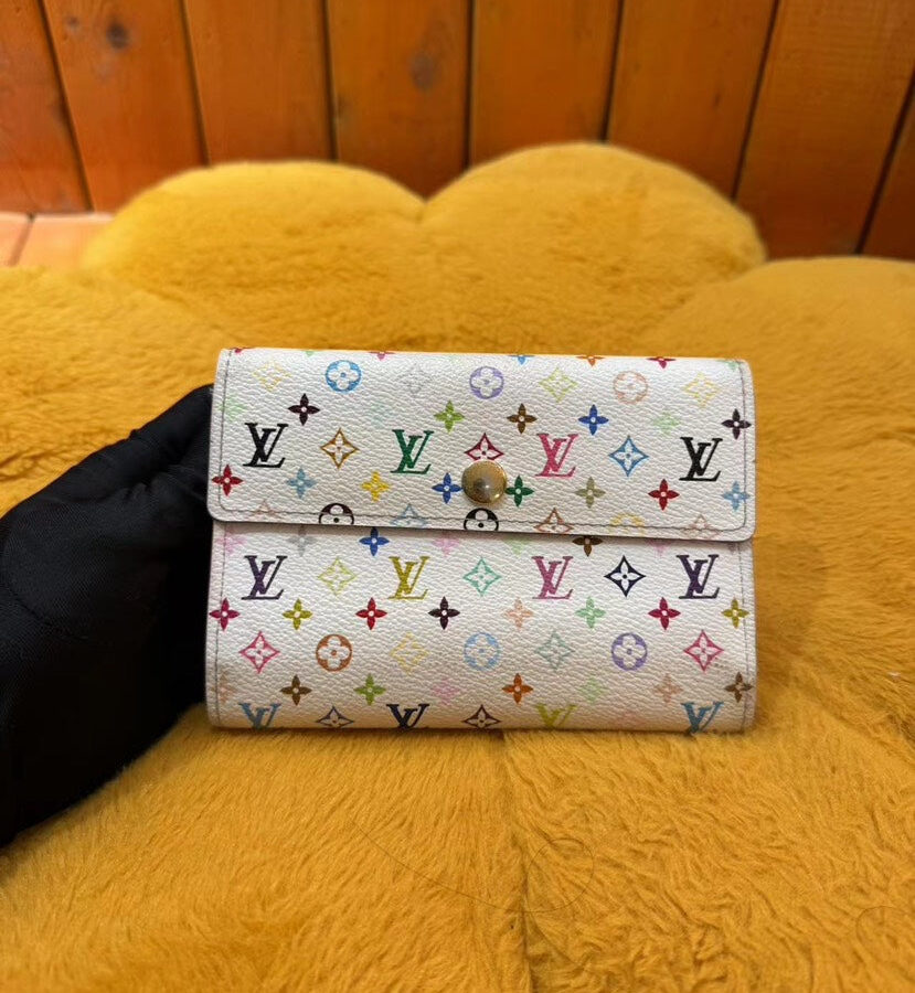 Louis Vuitton Multicolor Monogram White Canvas Wallet Compact | Studio Nafay