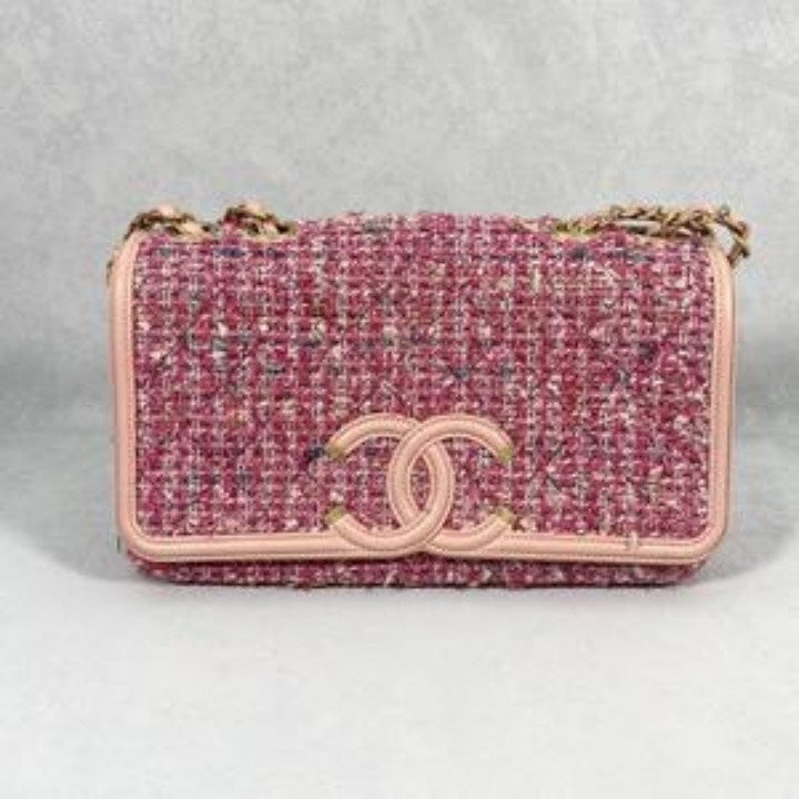 Chanel Pink Tweed Quilted Crossbody Bag Medium | Studio Nafay