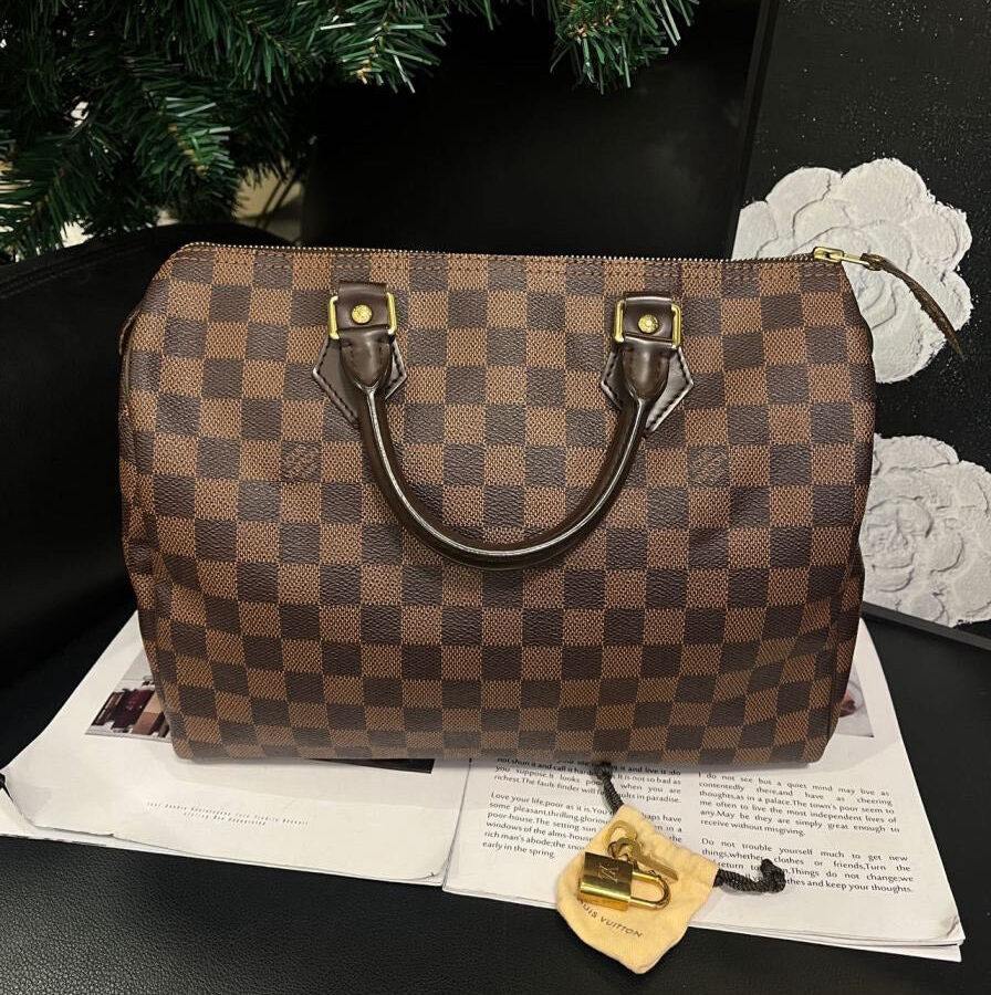 Louis Vuitton Speedy 30 Damier Ebene Brown Handbag Crossbody Bag | Studio Nafay