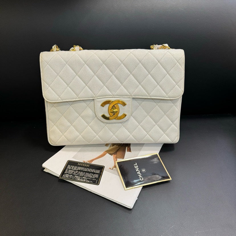 Chanel Leather Quilted White Shoulder Bag 4