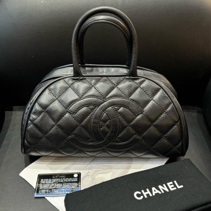 Chanel Black Quilted Caviar Bowler Bag Large | Studio Nafay