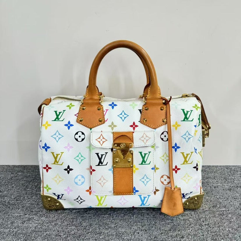 Louis Vuitton Multicolor Speedy Bag White Handbag | Studio Nafay