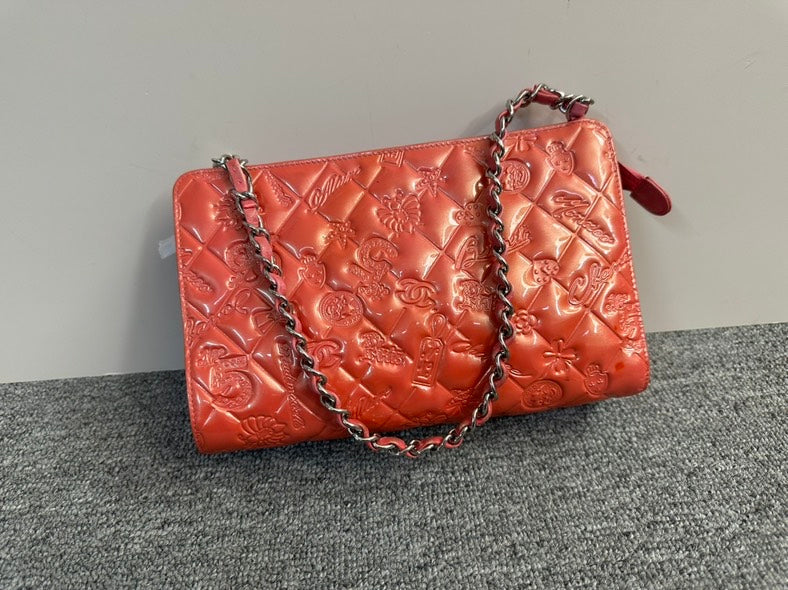 Chanel Red Embossed Bag Crossbody
