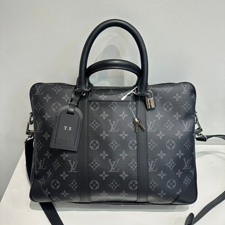 Louis Vuitton Monogram Shadow Tote Bag in Black Leather Crossbody | Studio Nafay