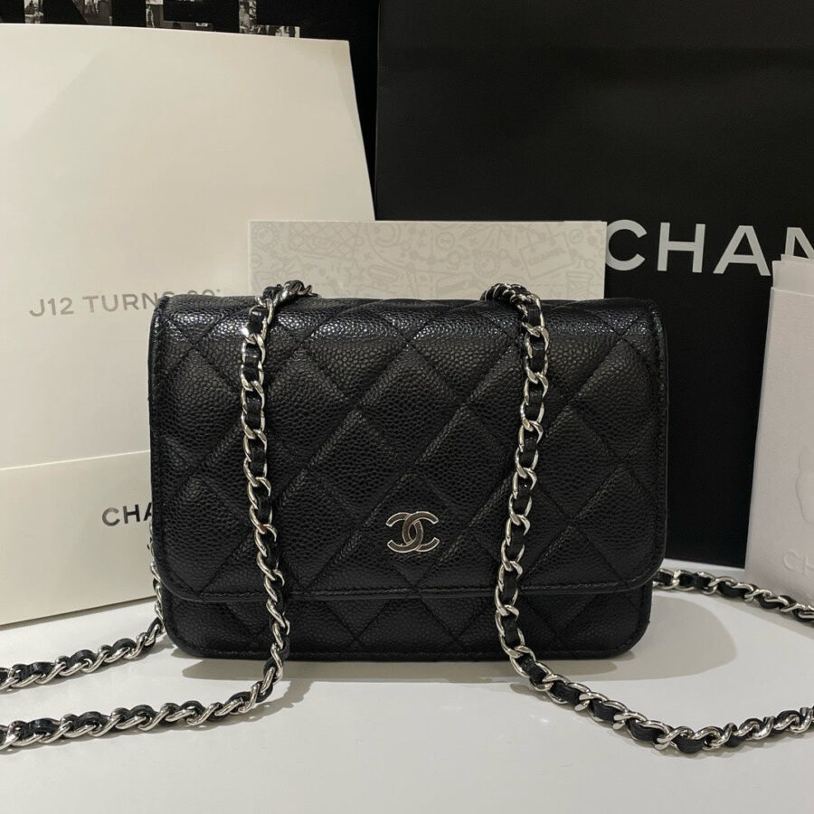 Chanel Wallet On Chain Caviar Leather Black Crossbody Bag | Studio Nafay