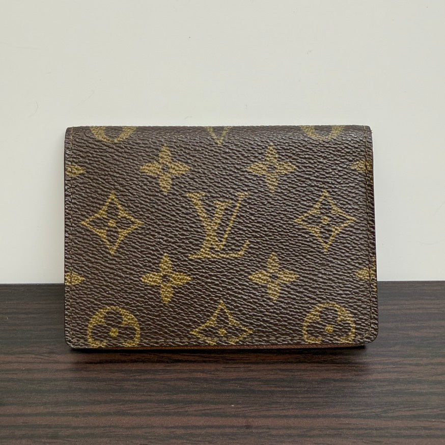 Louis Vuitton Monogram Card Case Brown Leather