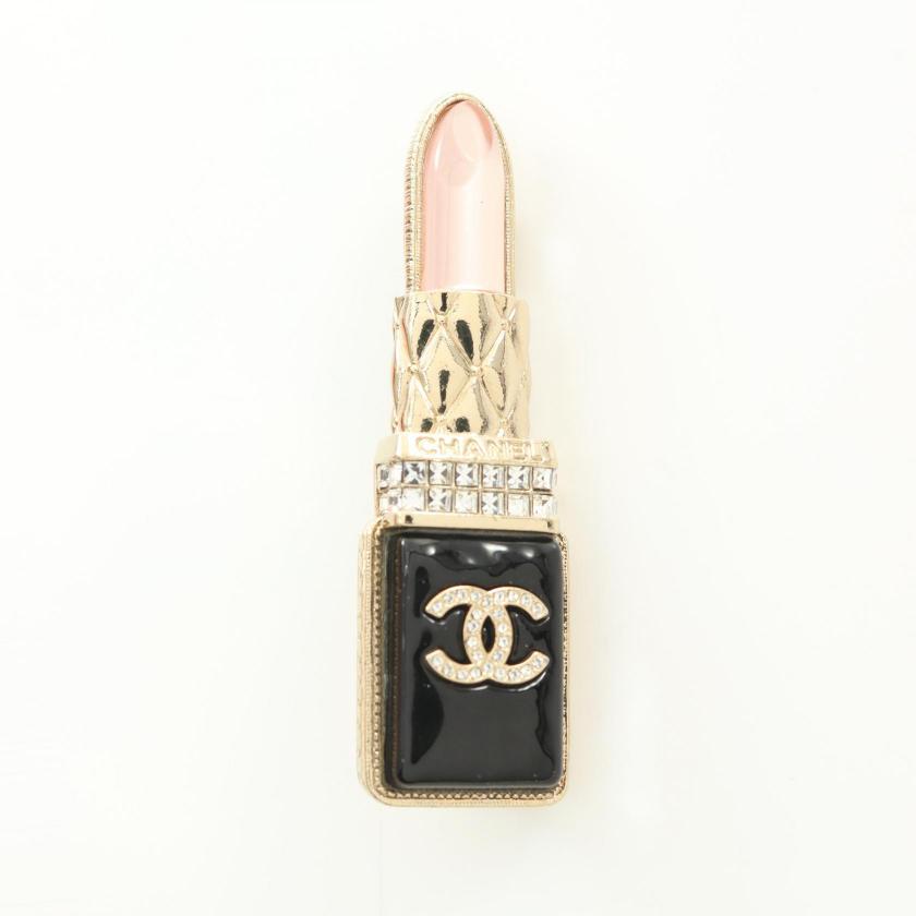 CHANEL Coco Mark Brooch Lipstick Gold Black Multicolor Rhinestone GP | Studio Nafay