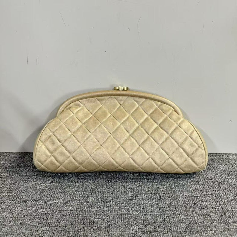 Chanel Quilted Beige Clutch Luxury Designer Handbag 2 | Studio Nafay