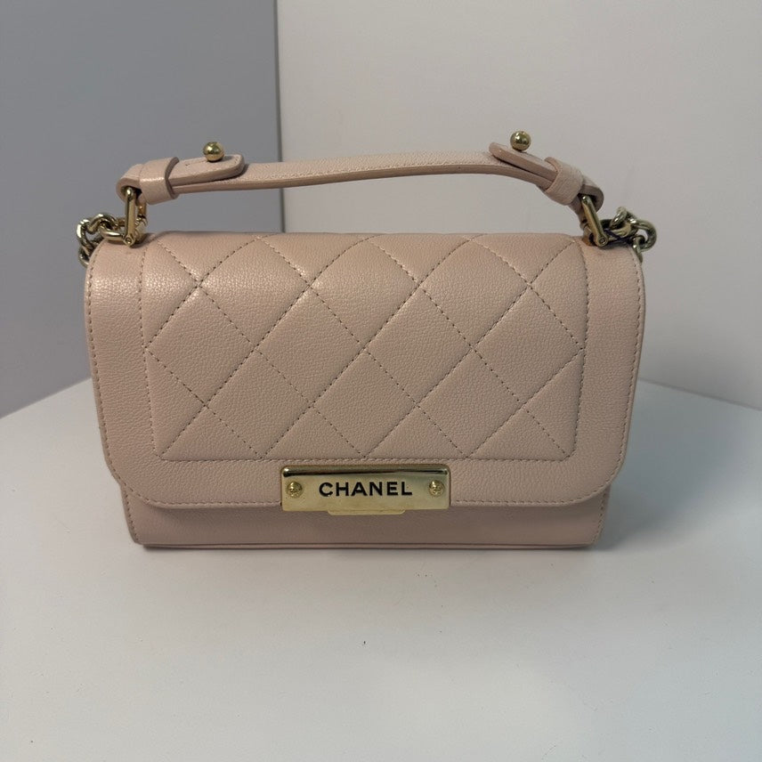 Chanel Flap Leather Beige Shoulder Bag | Studio Nafay