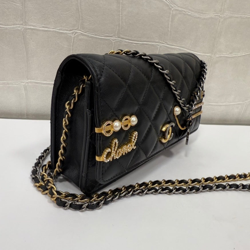 Chanel Lambskin Wallet on Chain FM Black Crossbody Bag