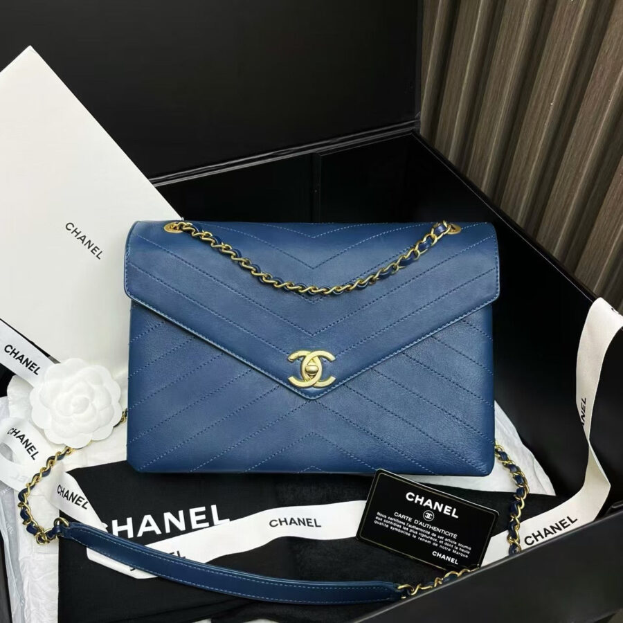 Chanel Flap Leather Blue Shoulder Bag | Studio Nafay