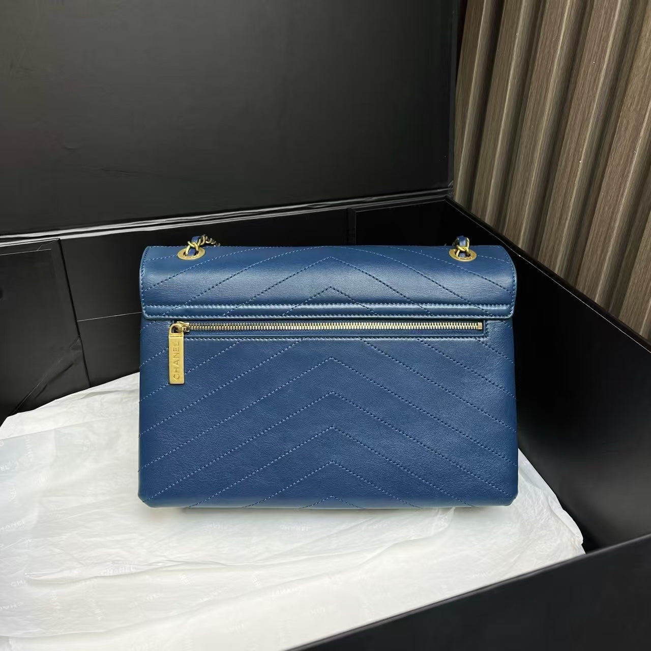 Chanel Flap Leather Blue Shoulder Bag