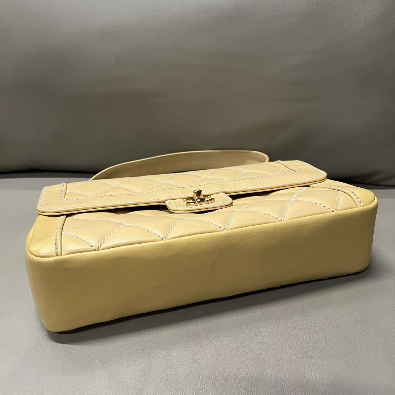 Chanel Leather Quilted Beige Tote 2
