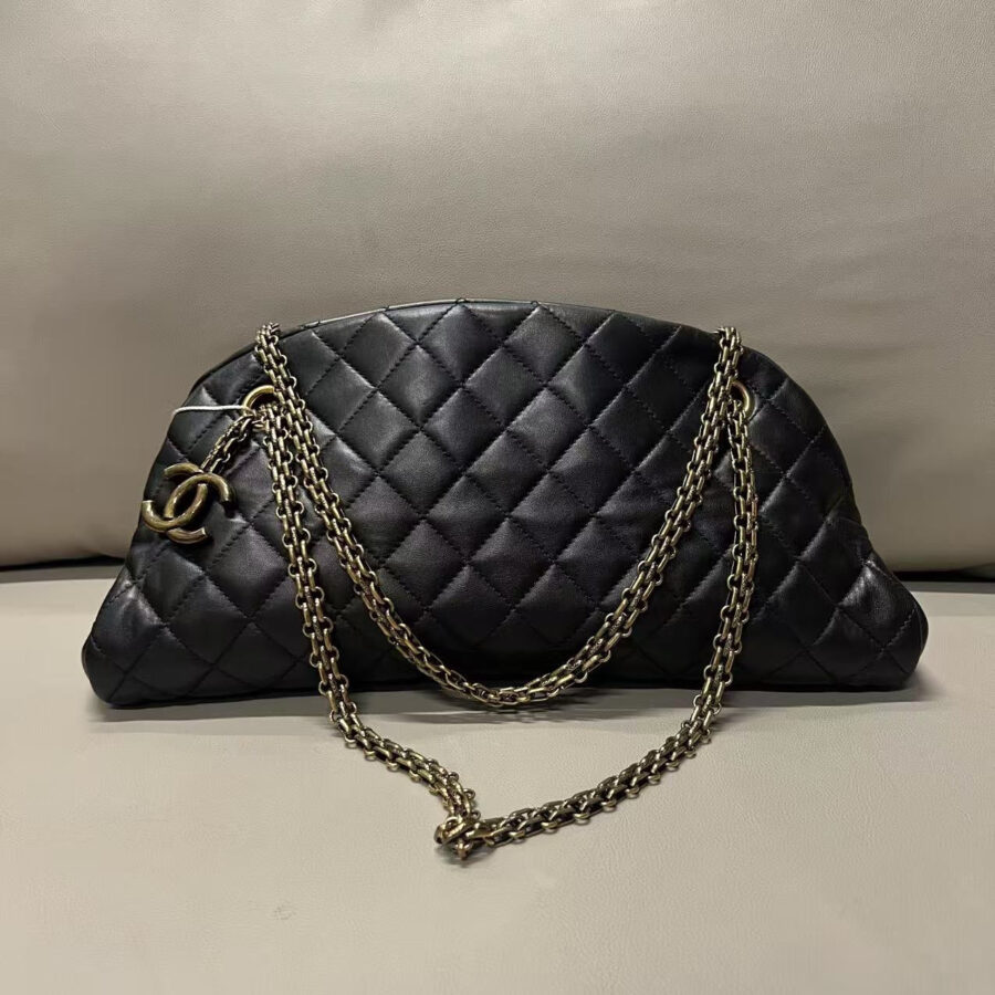 Chanel Quilted Bowling Bag Black Leather - Shoulder Bag | Studio Nafay