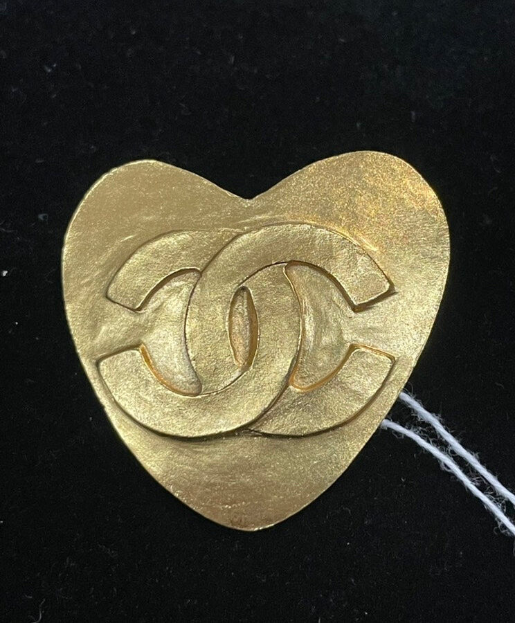 Chanel Heart Logo Gold Brooch Luxury Designer Handbag | Studio Nafay