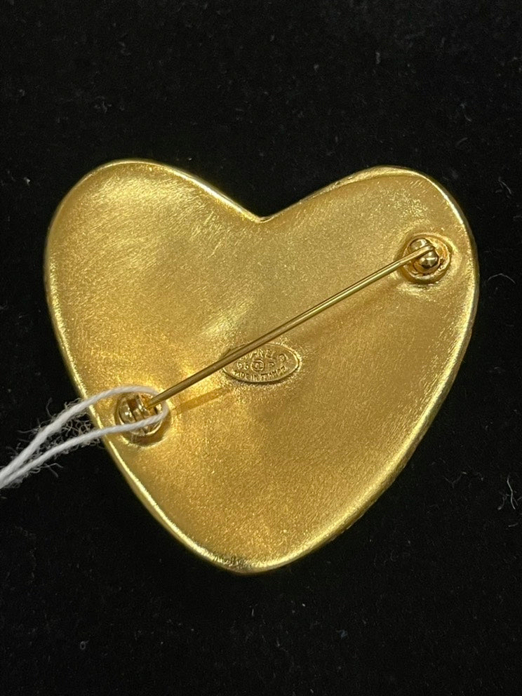 Chanel Heart Logo Gold Brooch Luxury Designer Handbag