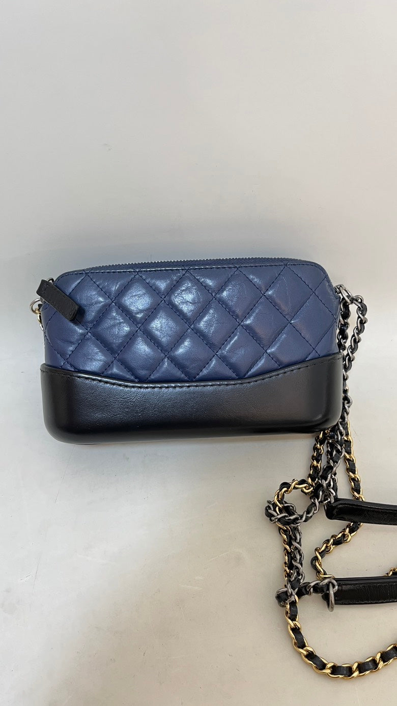 Chanel Quilted Navy and Black Crossbody Bag
