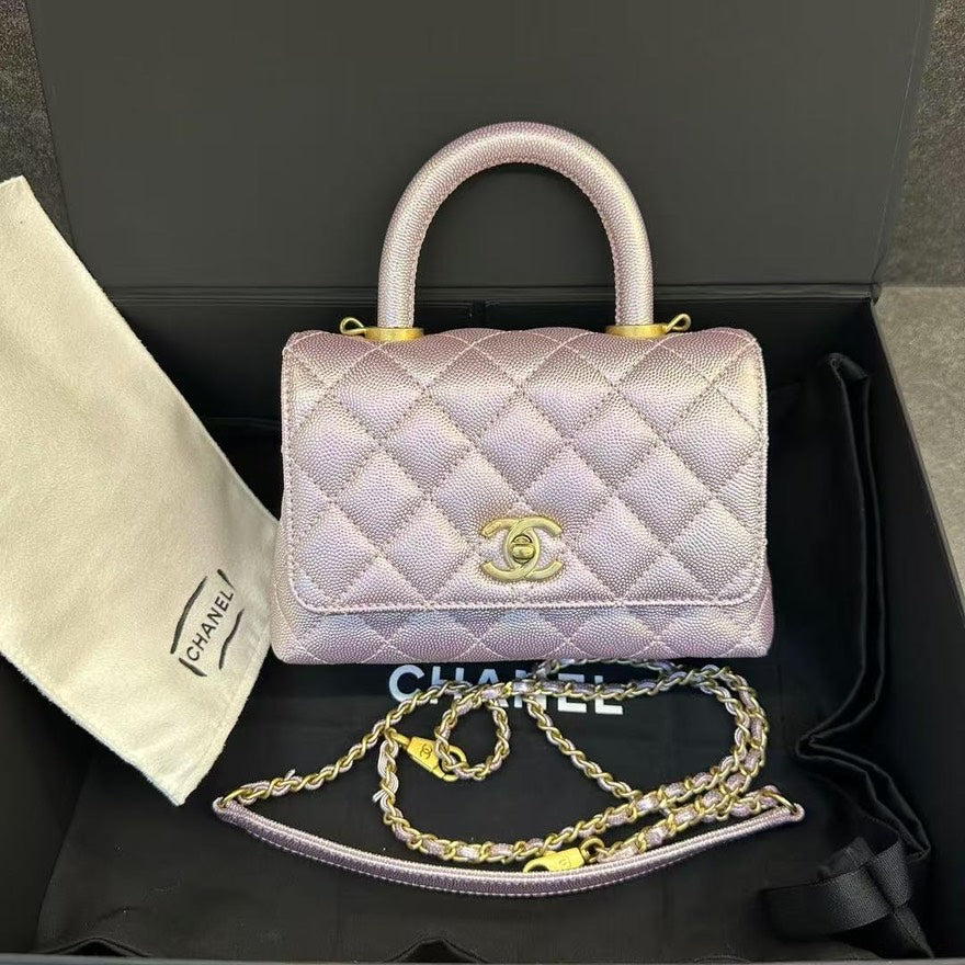 Chanel Coco Handle Bag in Lavender Leather – Top Handle Bag