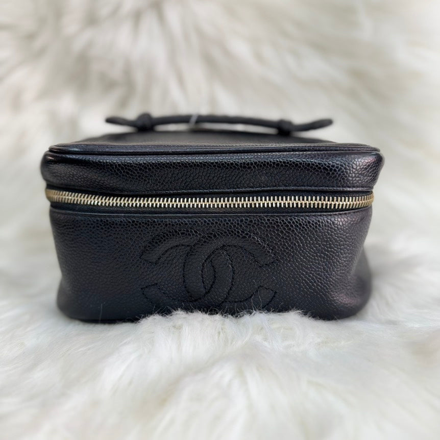 Chanel CC Vanity Bag - Caviar Black Leather Handle Bag | Studio Nafay