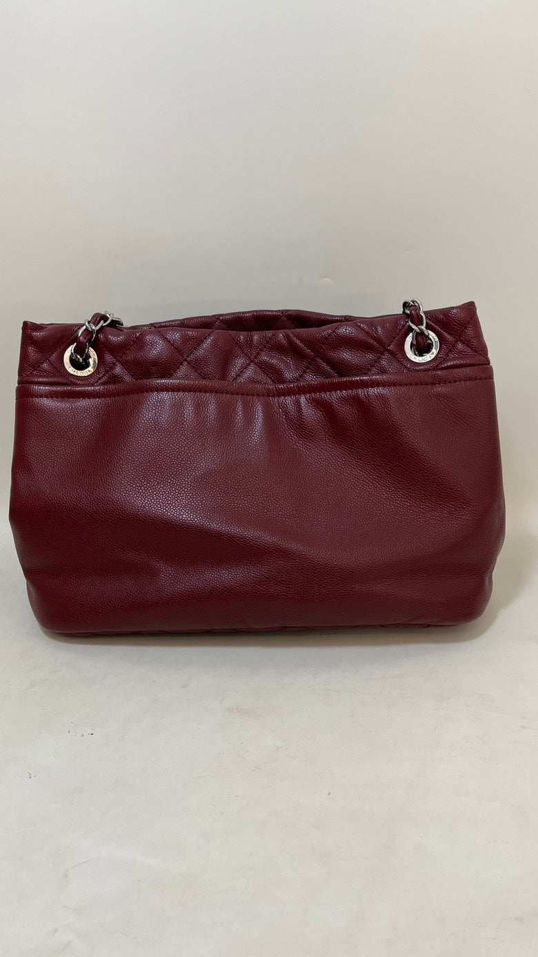 Chanel Leather Caviar Burgundy Tote