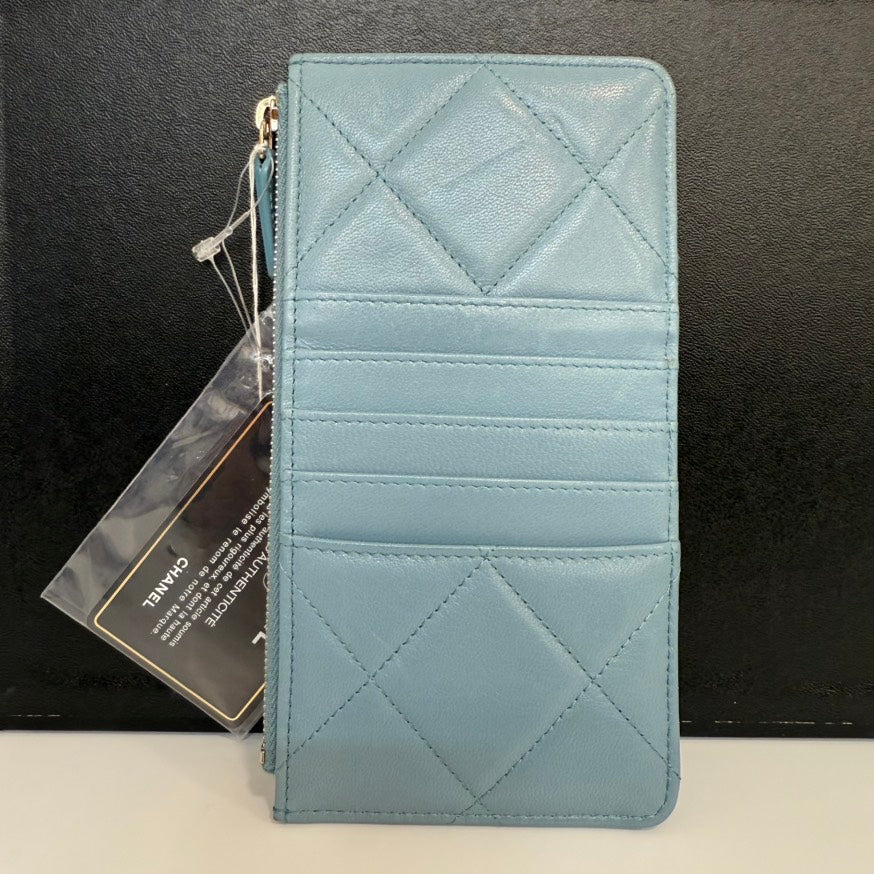 Chanel Leather Calfskin Blue Clutch
