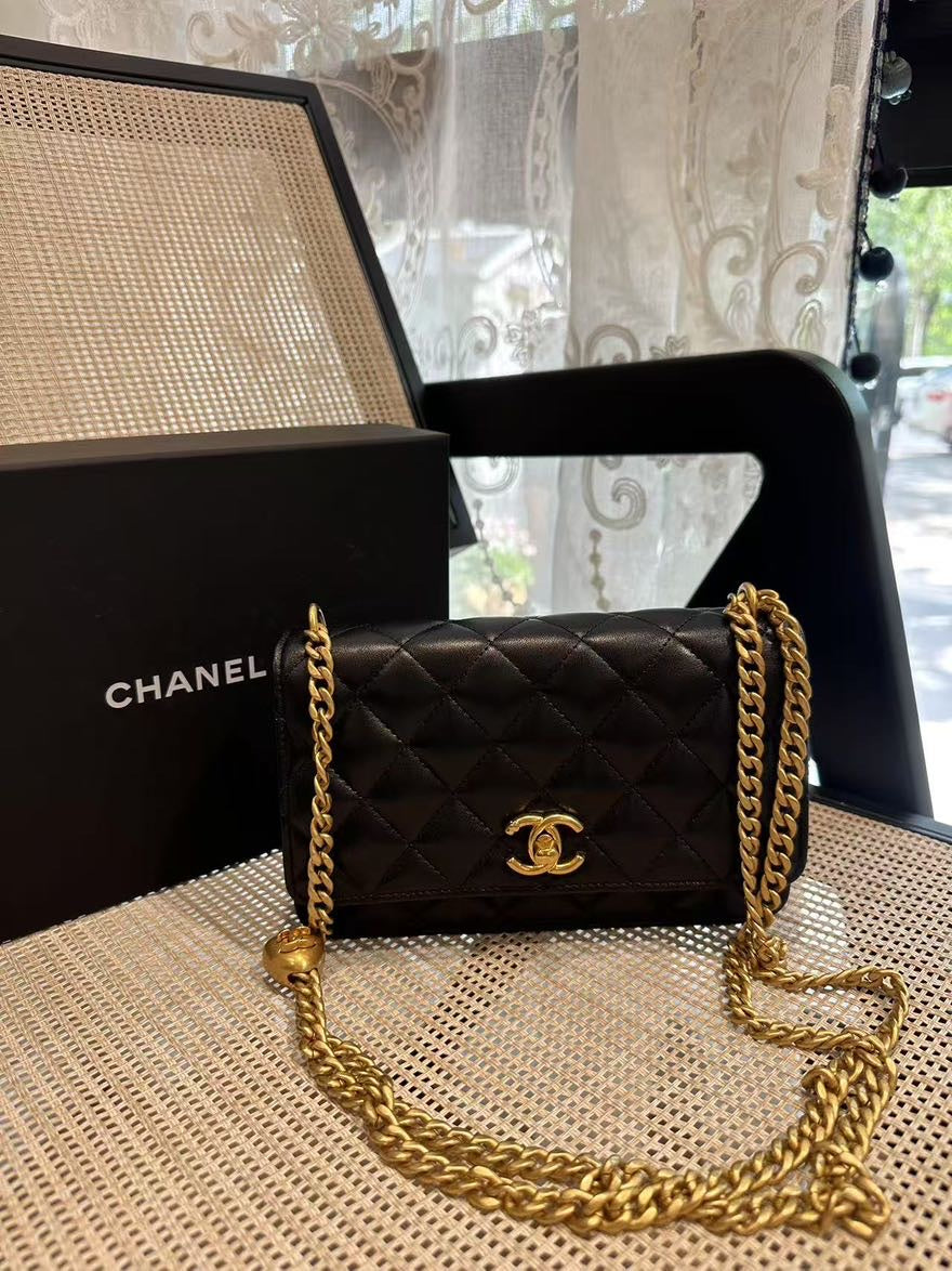 Chanel Leather Quilted Black Shoulder Bag 14