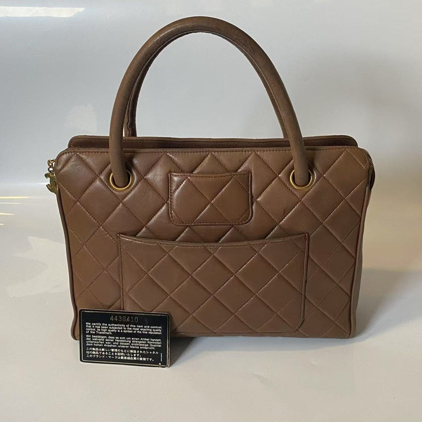 Chanel Quilted Brown Leather Tote Bag
