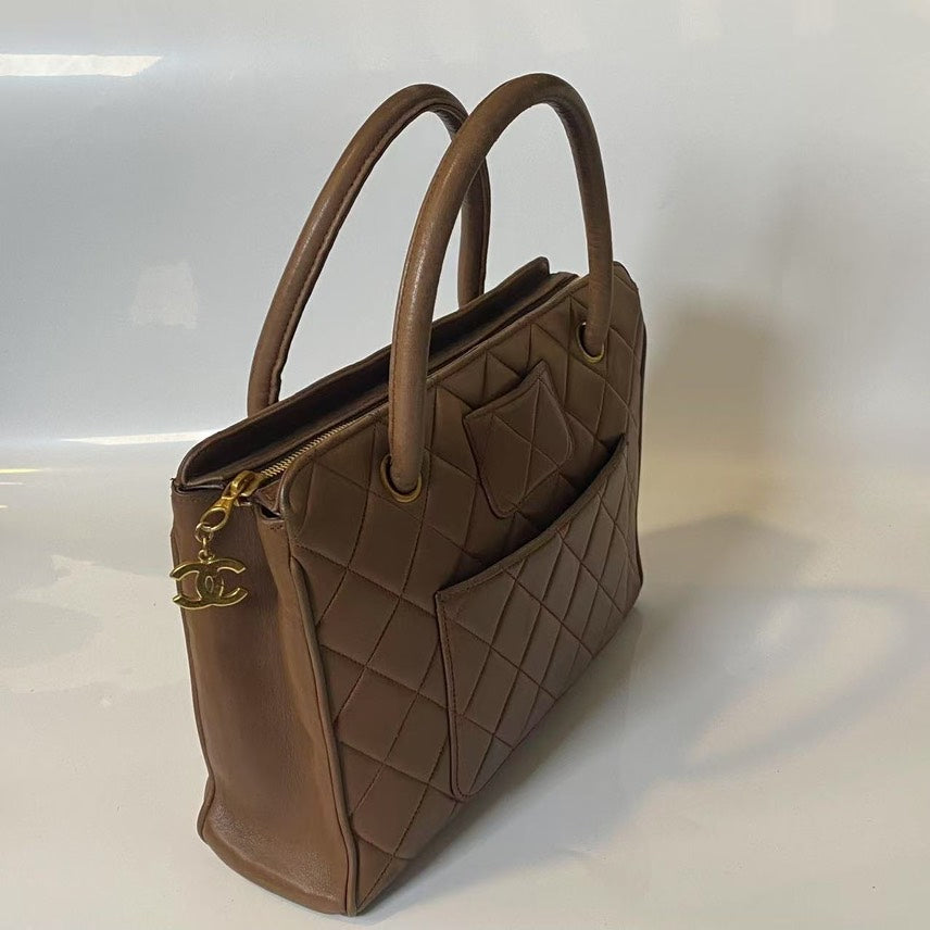 Chanel Quilted Brown Leather Tote Bag | Studio Nafay