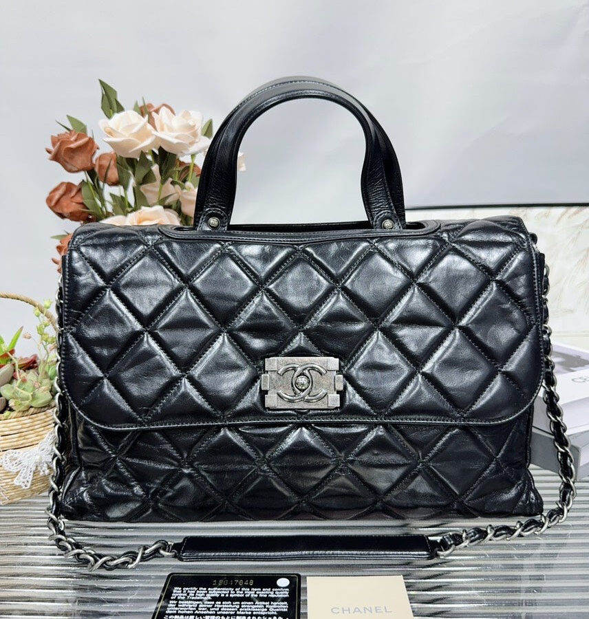 Chanel Quilted Black Leather Shoulder Bag HFY | Studio Nafay
