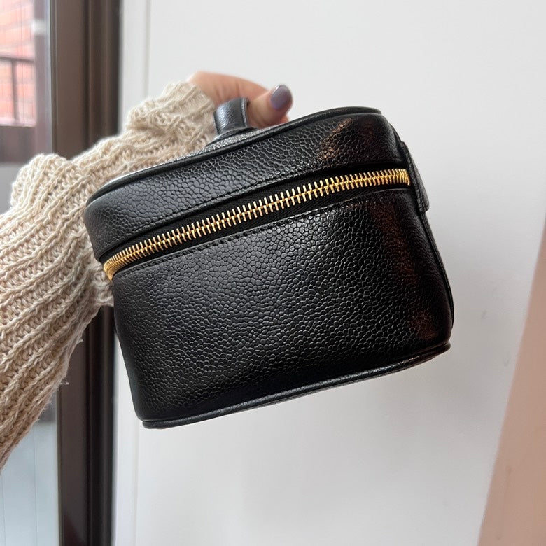 Chanel Caviar Leather Cosmetic Bag Black