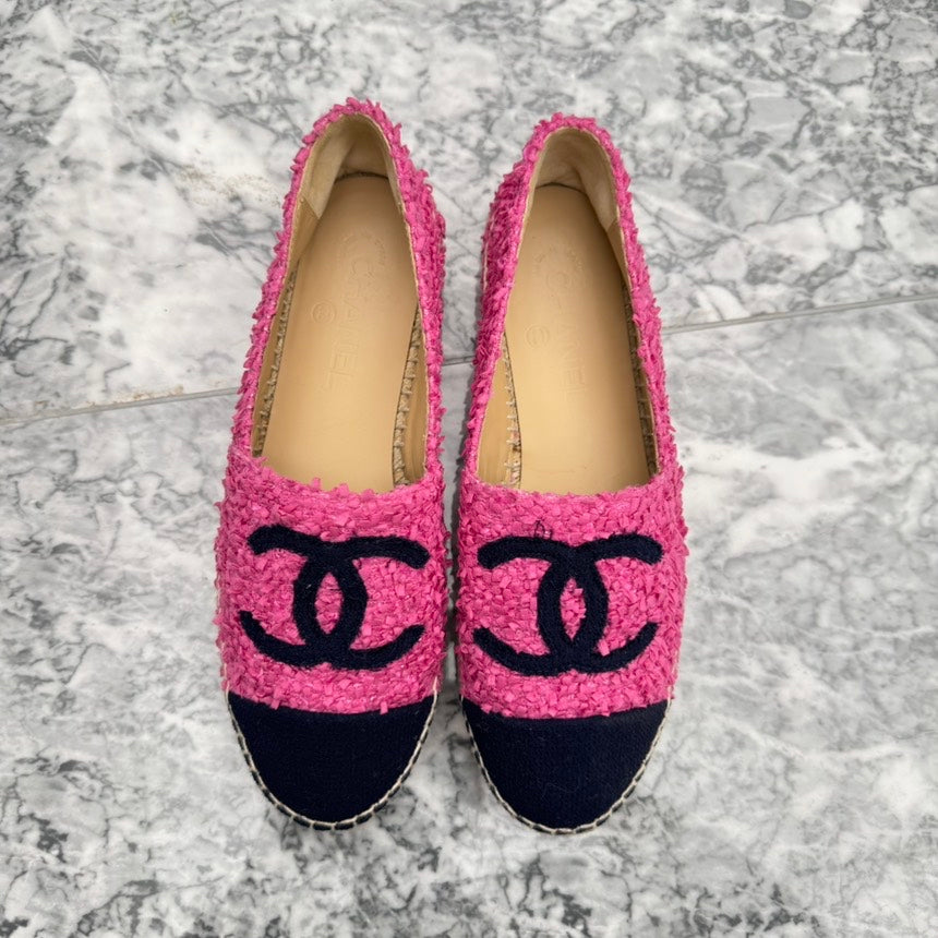 Chanel Pink Espadrille Flats Luxury Designer Handbag