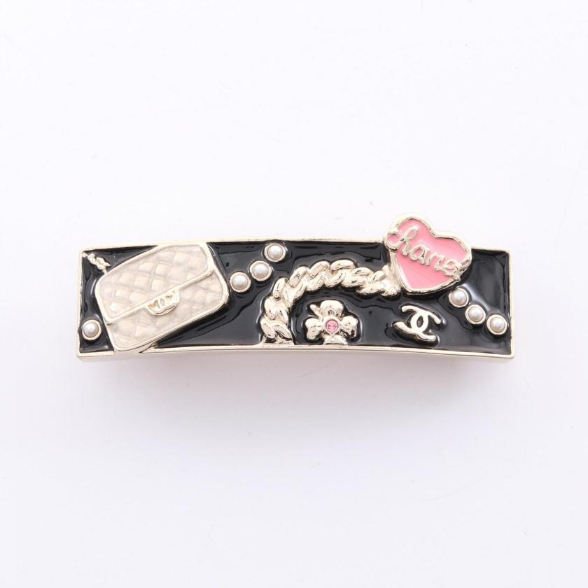 CHANEL Coco Mark Matelasse Barretta Black Multicolor Brooch