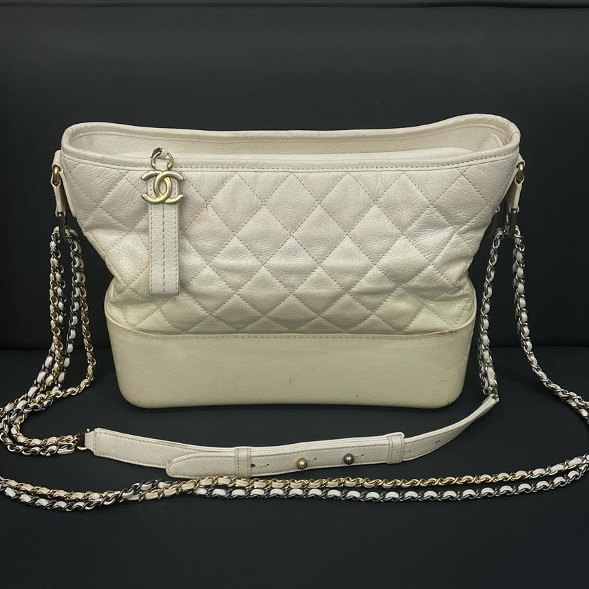Chanel Quilted Hy Leather Shoulder Bag in White – Luxury
