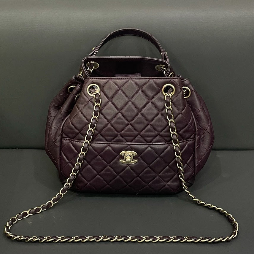 Chanel Bag HY Quilted Burgundy Leather Top Handle Bag | Studio Nafay