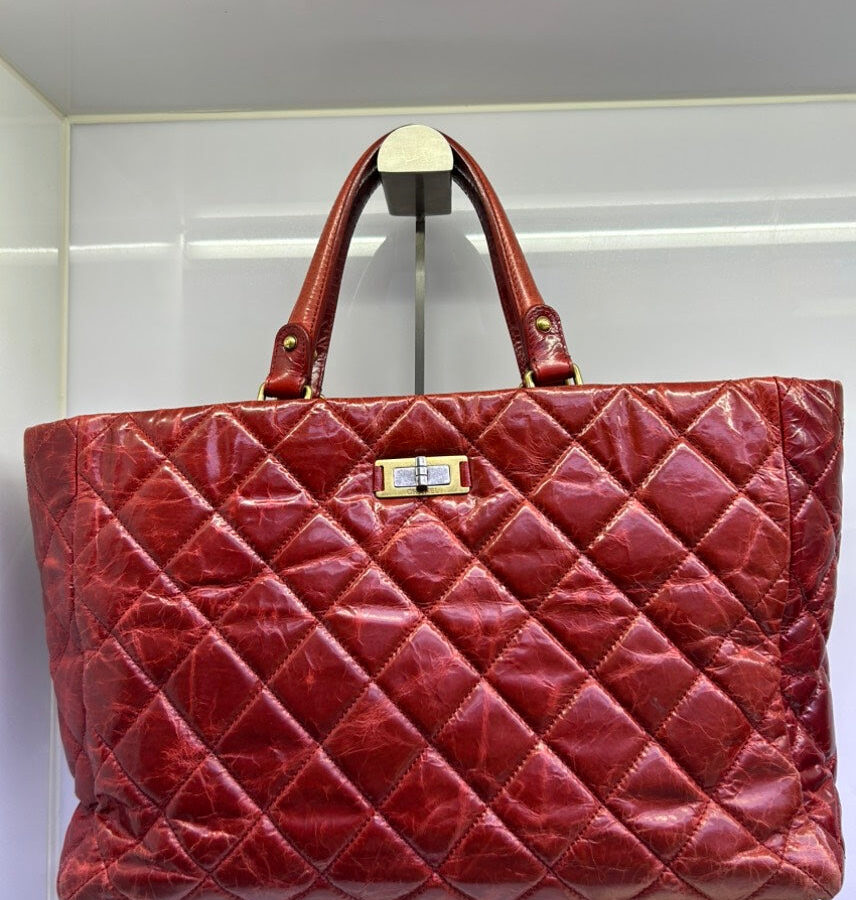 Chanel Large Leather Quilted Red Tote | Studio Nafay