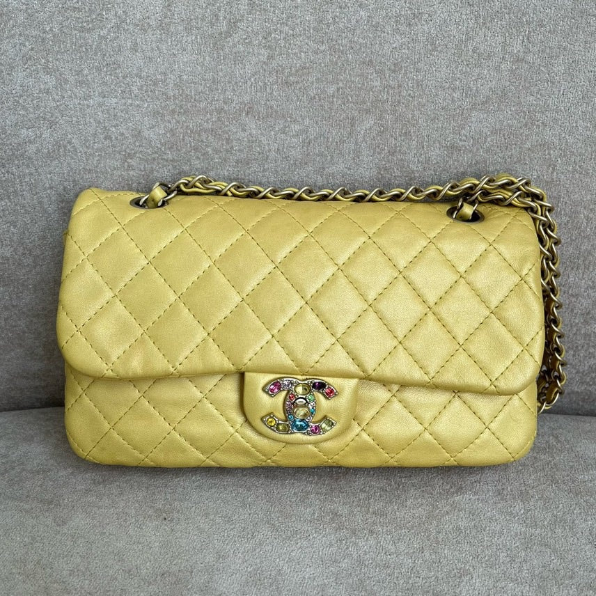 Chanel Quilted Flap Bag Yellow Leather Shoulder Bag | Studio Nafay
